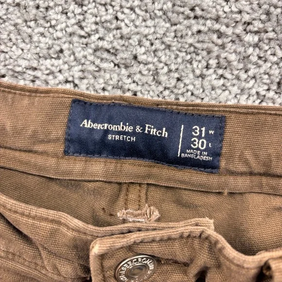 Abercrombie & Fitch Chino Pants Mens 31x28 Brown Stretch Vintage Y2K - Picture 3 of 8